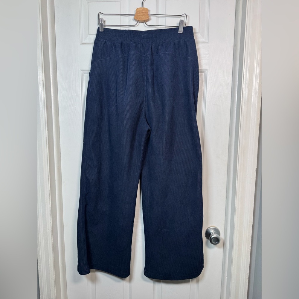 HALARA Navy Wide Leg Corduroy Pants High Rise Pockets Casual L - Picture 8 of 8